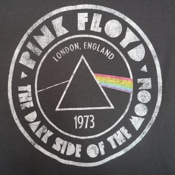 Pink Floyd Girls Black And White Distressed Short Sleeve Graphic Shirt Size XL - Picture 2 of 4